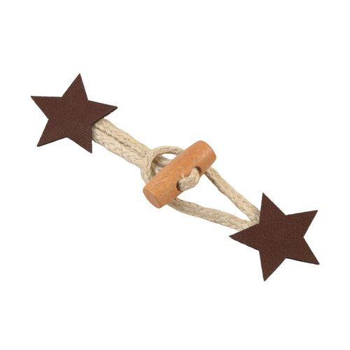 Lot de 4 brandebourgs étoile simili marron 10cm x 2,8cm