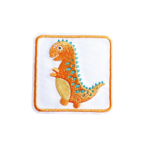 Lot de 3 écussons thermocollants animaux mignons dinosaure orange 5cm x 5cm