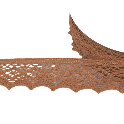 Bobine 20m dentelle coton losanges 42mm beige foncé