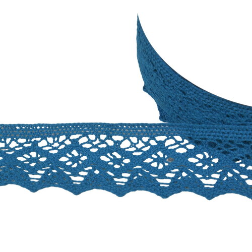 Bobine 20m dentelle coton losanges 42mm bleu canard
