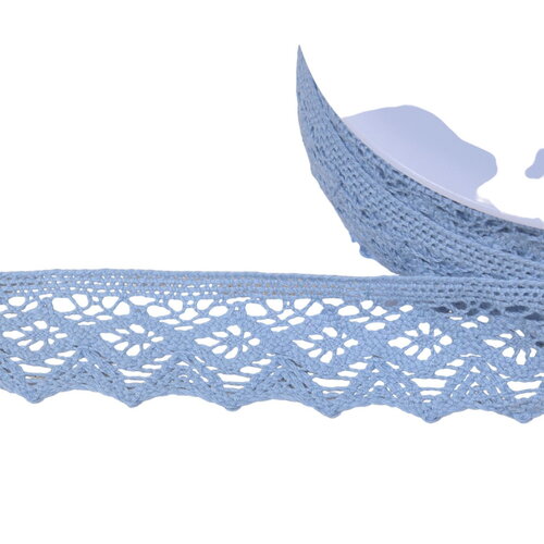 Bobine 20m dentelle coton losanges 42mm bleu lavande