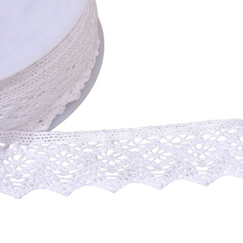 Bobine 20m dentelle coton losanges 42mm blanc