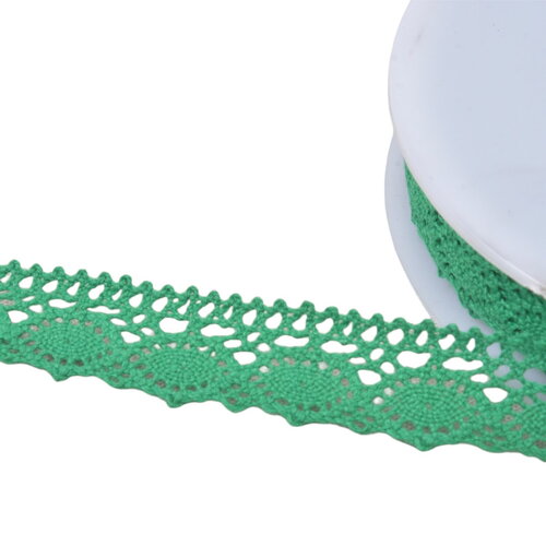 Bobine 20m dentelle coton "tortue" 20mm vert vif
