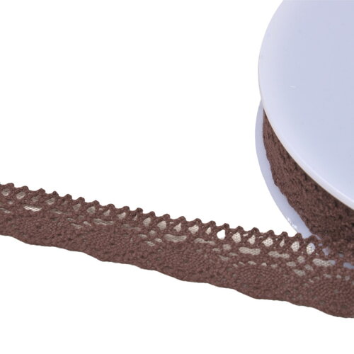 Bobine 20m dentelle coton "tortue" 20mm marron foncé