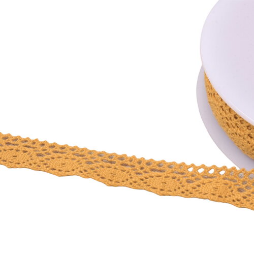 Bobine 20m dentelle coton "tortue" 20mm moutarde