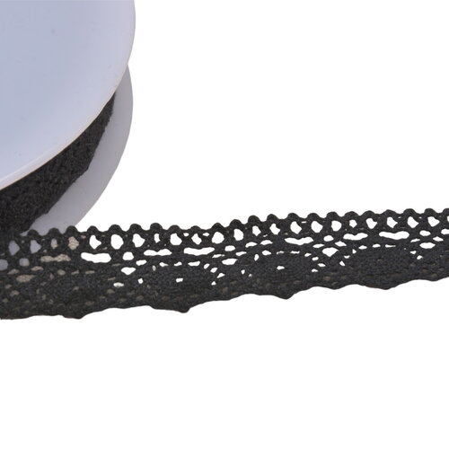 Bobine 20m dentelle coton "tortue" 20mm noir