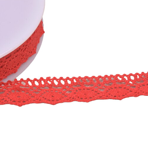 Bobine 20m dentelle coton "tortue" 20mm rouge