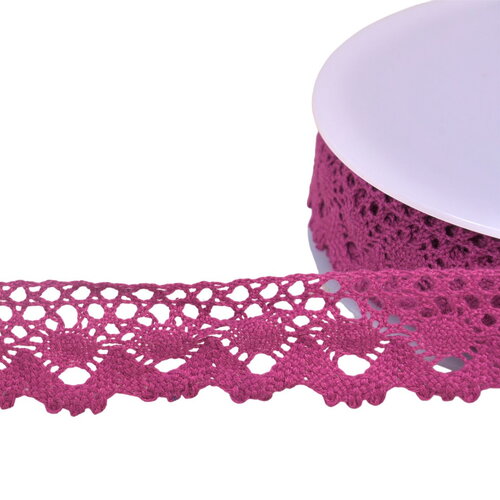 Bobine 20m dentelle coton couronne 30mm violet