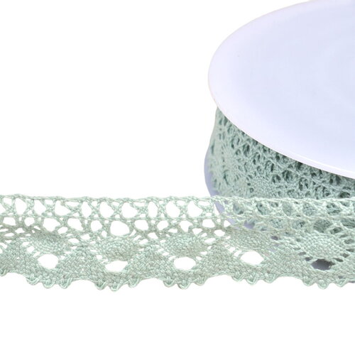 Bobine 20m dentelle coton couronne 30mm vert amande