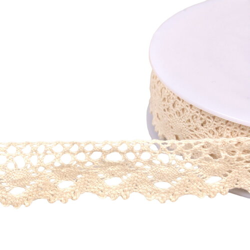 Bobine 20m dentelle coton couronne 30mm écru clair