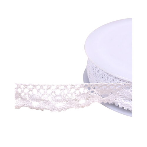 Bobine 20m dentelle coton couronne 30mm blanc
