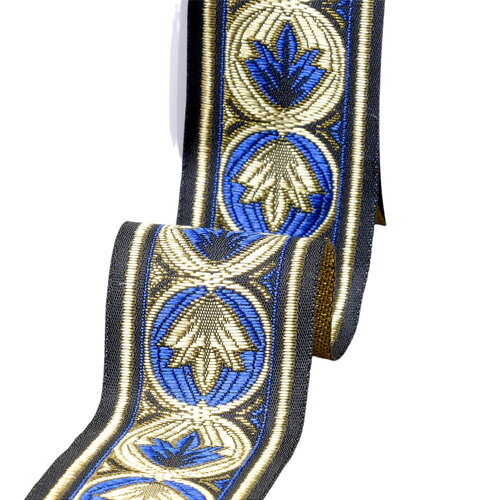 Bobine 20m galon jacquard louis 45mm bleu roi