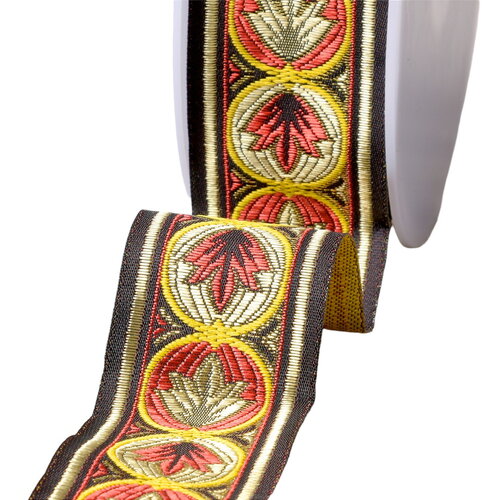Bobine 20m galon jacquard louis 45mm rouge