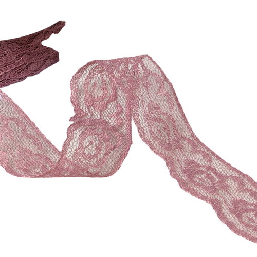 Bobine 20m dentelle rachel roses 28mm vieux rose