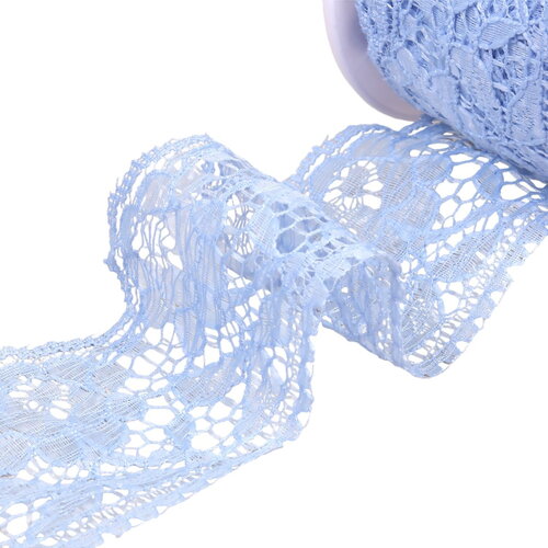Bobine 20m dentelle rachel fleurs 60mm bleu lavande