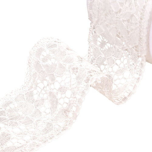 Bobine 20m dentelle rachel fleurs 60mm blanc