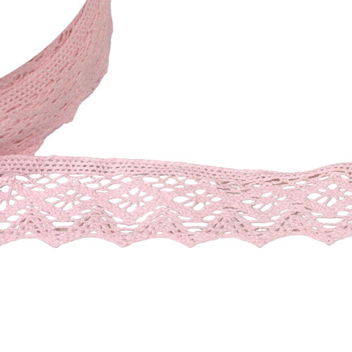 Dentelle coton losanges 42mm rose clair au mètre