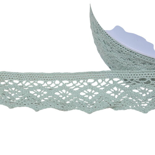 Dentelle coton losanges 42mm vert amande au mètre