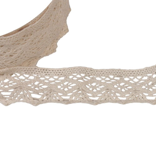 Dentelle coton losanges 42mm écru clair au mètre