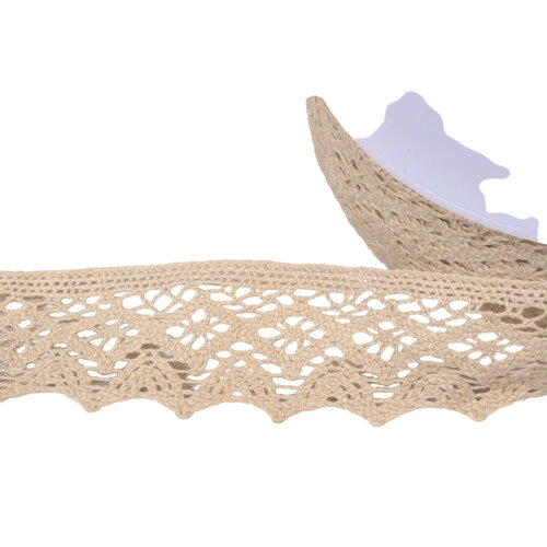 Dentelle coton losanges 42mm écru au mètre