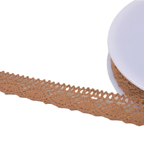 Dentelle coton "tortue" 20mm beige foncé au mètre