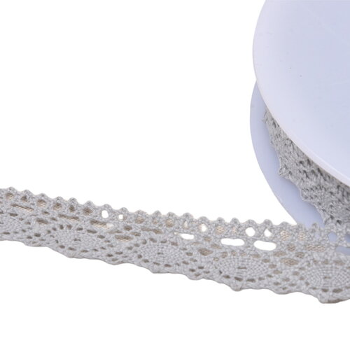 Dentelle coton "tortue" 20mm gris clair au mètre