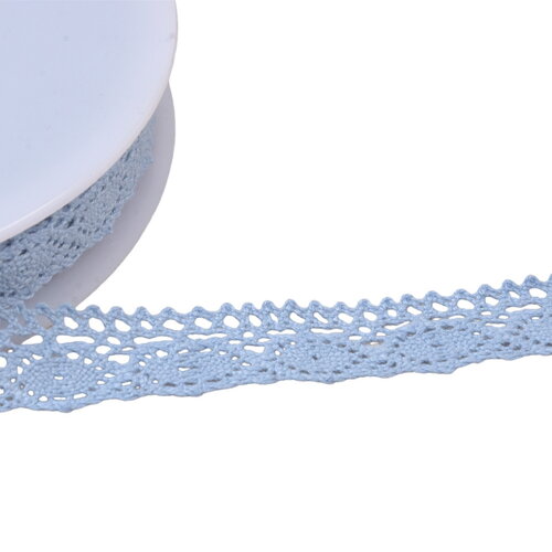 Dentelle coton "tortue" 20mm bleu lavande au mètre