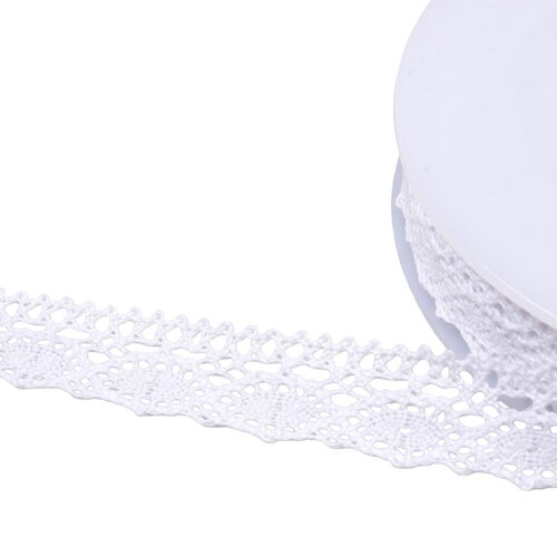 Dentelle coton "tortue" 20mm blanc au mètre