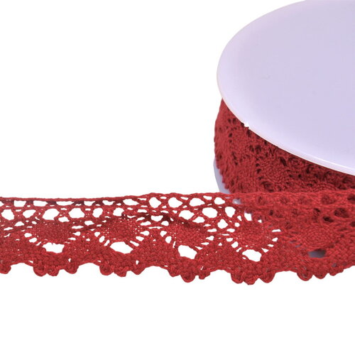 Dentelle coton couronne 30mm bourgogne au mètre