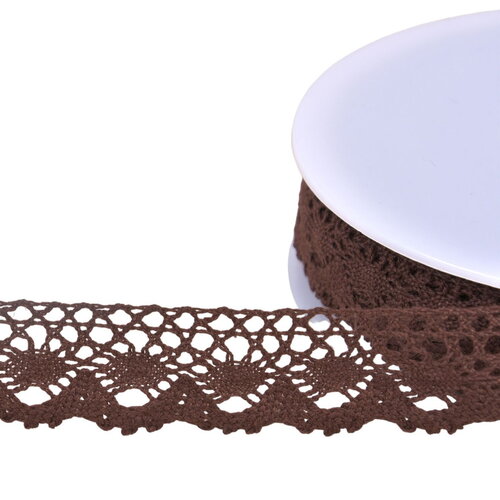 Dentelle coton couronne 30mm marron foncé au mètre