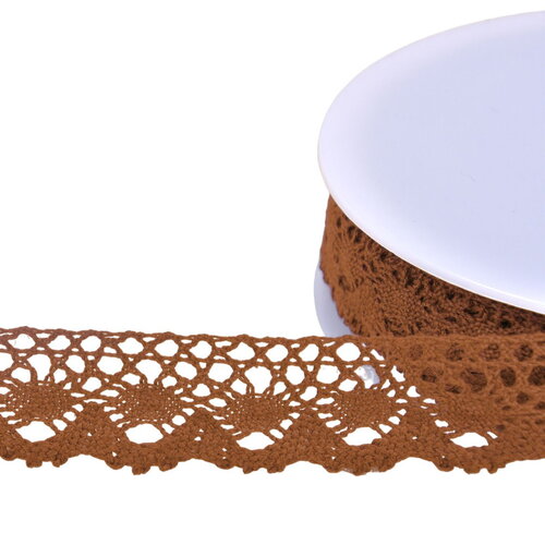 Dentelle coton couronne 30mm beige foncé au mètre