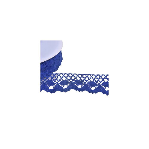 Dentelle coton couronne 30mm bleu roi au mètre