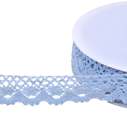 Dentelle coton couronne 30mm bleu lavande au mètre