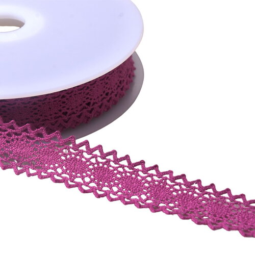 Dentelle coton entre deux "tortue" 23mm violet au mètre