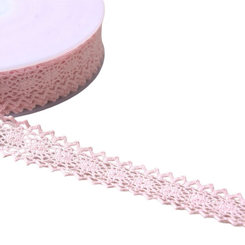 Dentelle coton entre deux "tortue" 23mm rose clair au mètre