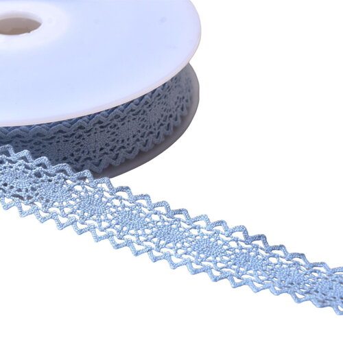 Dentelle coton entre deux "tortue" 23mm bleu lavande au mètre