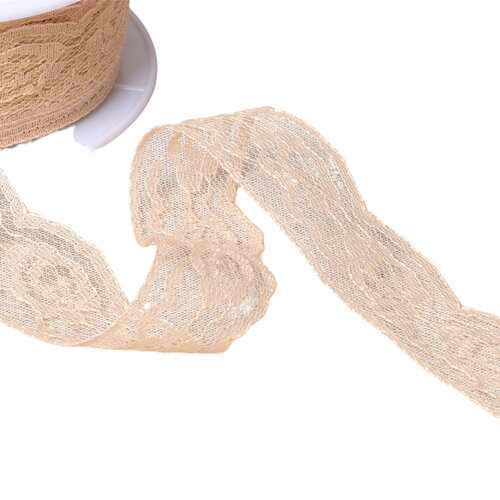 Dentelle rachel roses 28mm beige au mètre