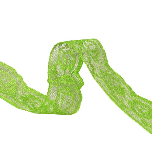 Dentelle rachel roses 28mm vert anis au mètre