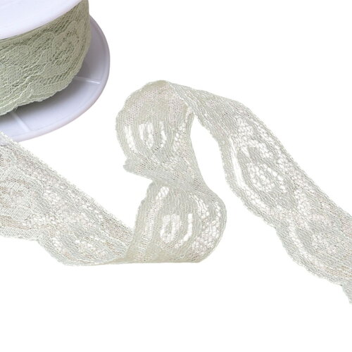 Dentelle rachel roses 28mm vert nil au mètre
