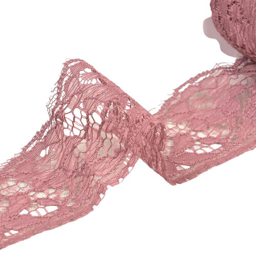 Dentelle rachel fleurs 60mm vieux rose au mètre
