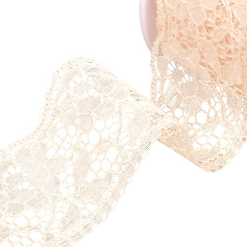 Dentelle rachel fleurs 60mm écru au mètre