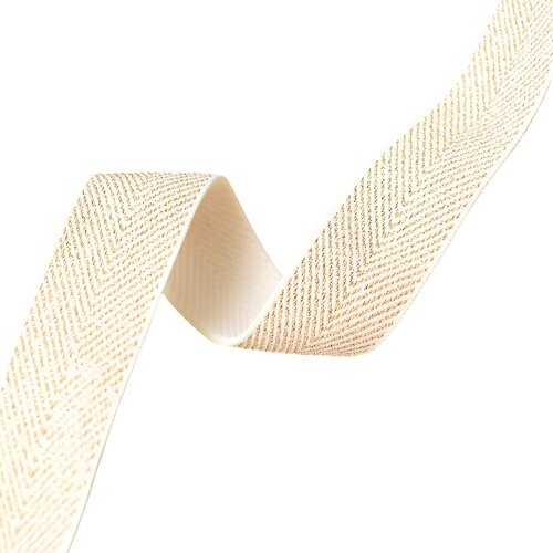 Elastique chevrons métalliques 32mm écru/or au mètre