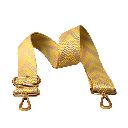 Bandoulière sangle motifs géométriques 40x140cm jaune