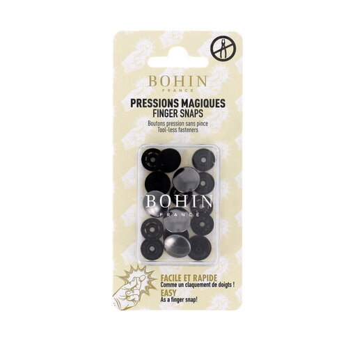 Boutons pressions métal sans pince 14mm bohin gris foncé