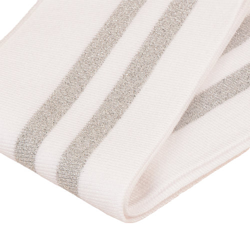 Bande de bord côte 1.2mx85mm blanc argent lurex