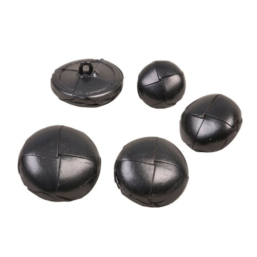 Lot de 3 boutons cuir véritable noir