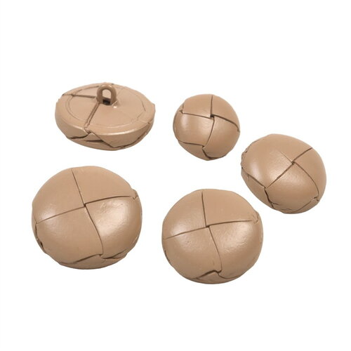 Lot de 3 boutons cuir véritable beige