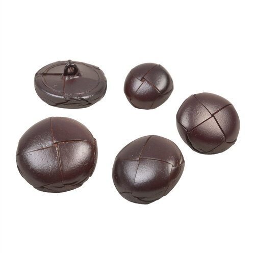 Bouton cuir véritable marron