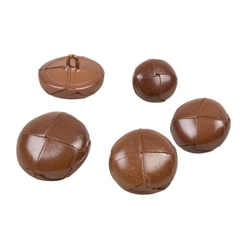 Bouton cuir véritable marron havane