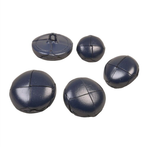 Bouton cuir véritable bleu marine